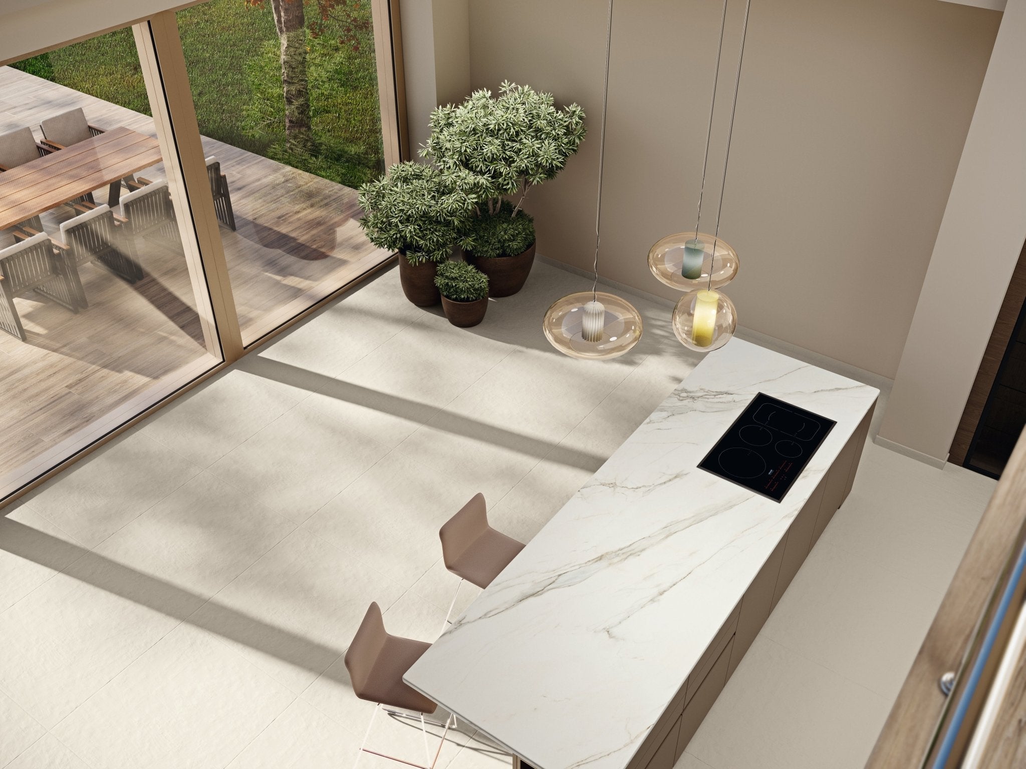 Malaga 40x40 Linen White Full Body Porcelain Tile - Cemento Collection