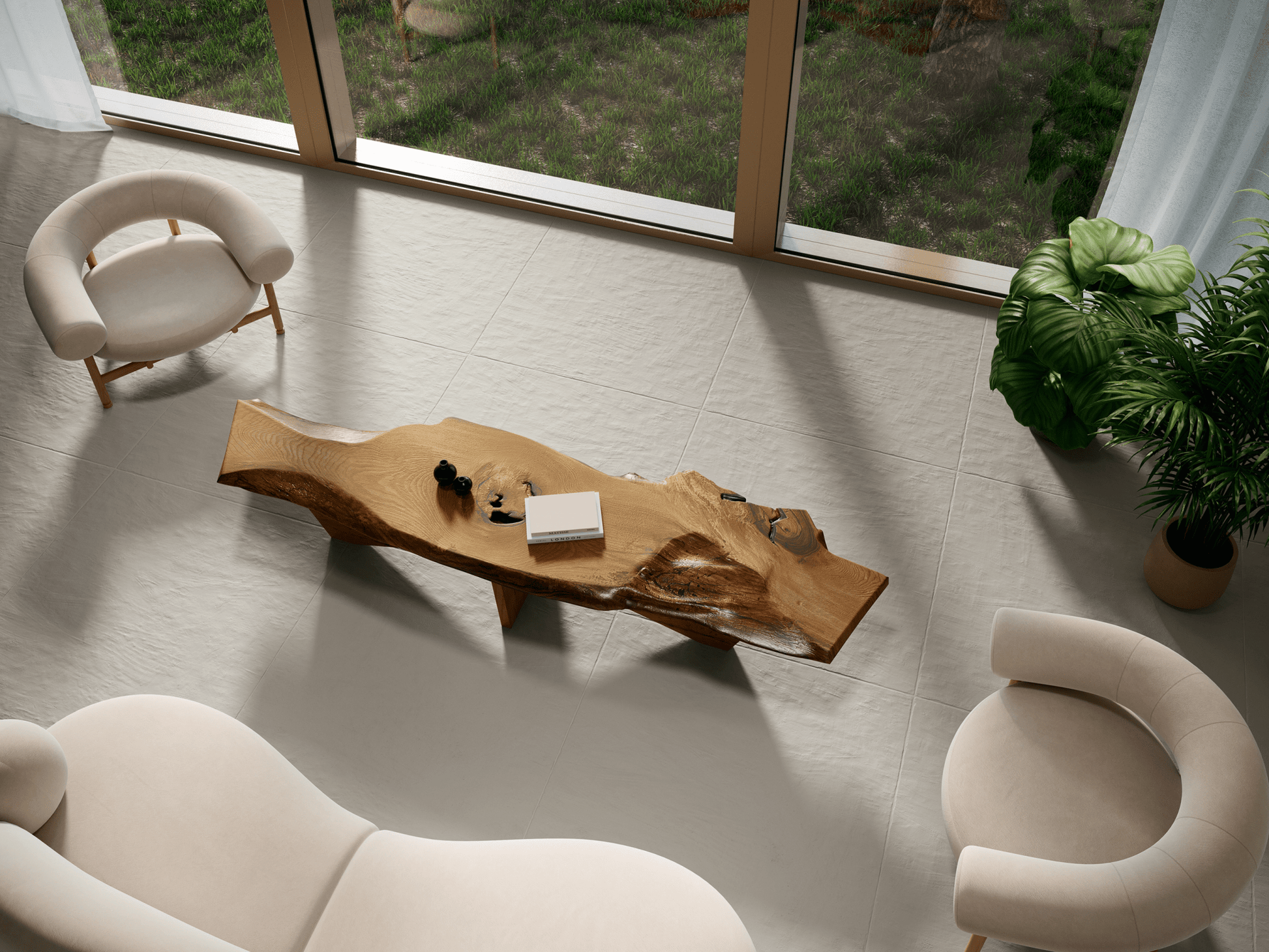 Malaga 40x40 Linen White Full Body Porcelain Tile - Cemento Collection