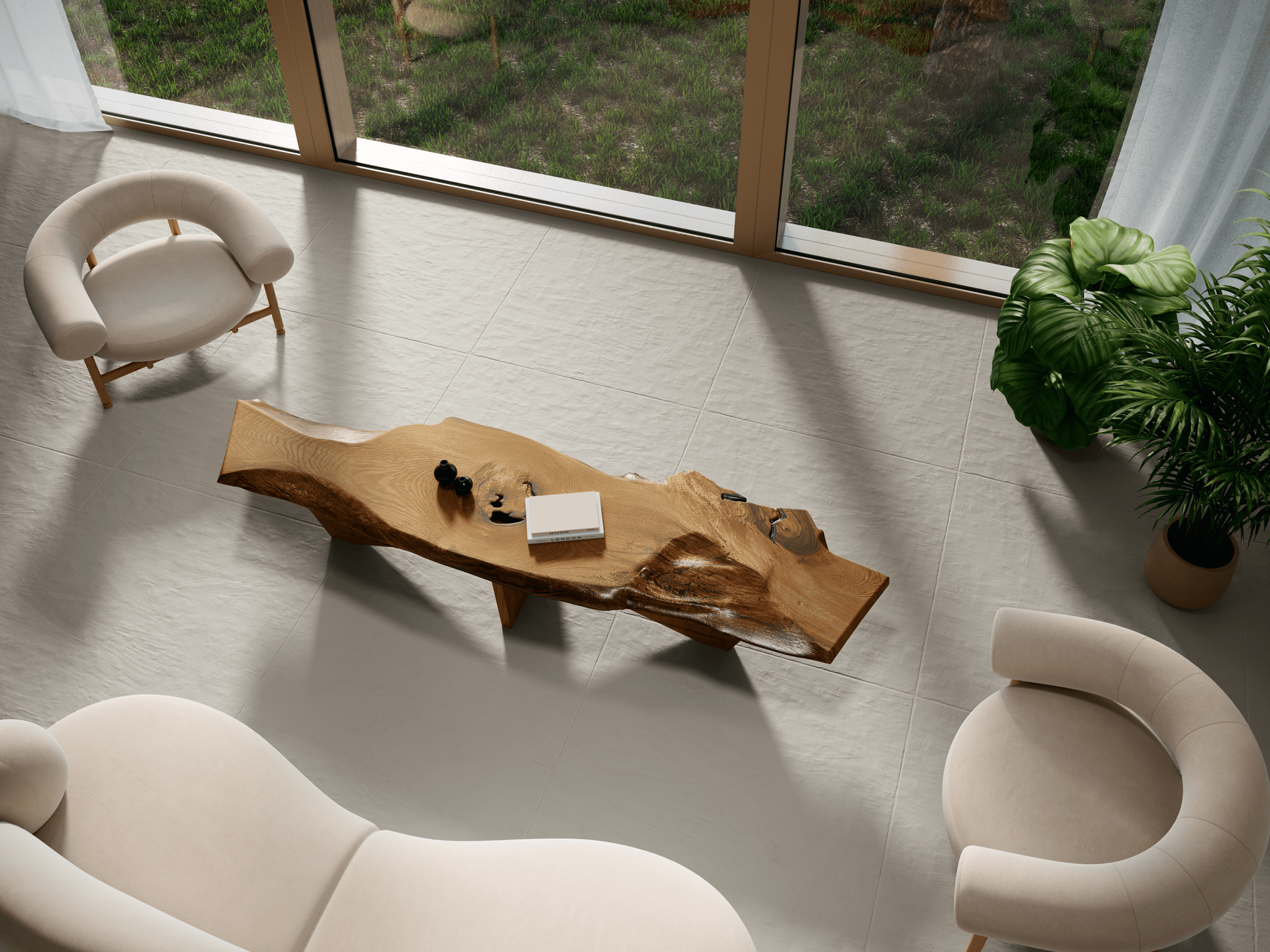 Malaga 40x40 Linen White Full Body Porcelain Tile - Cemento Collection