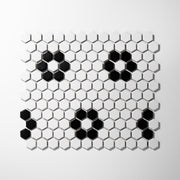 Metro Hex Matte White with Black Flower Porcelain Mosaic Tile - Cemento Collection