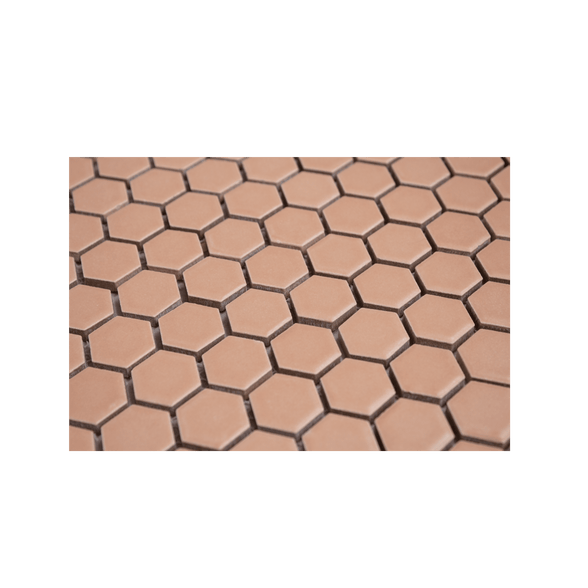 Peach 1" Hexagon Matte Porcelain Mosaic Tile - Cemento Collection
