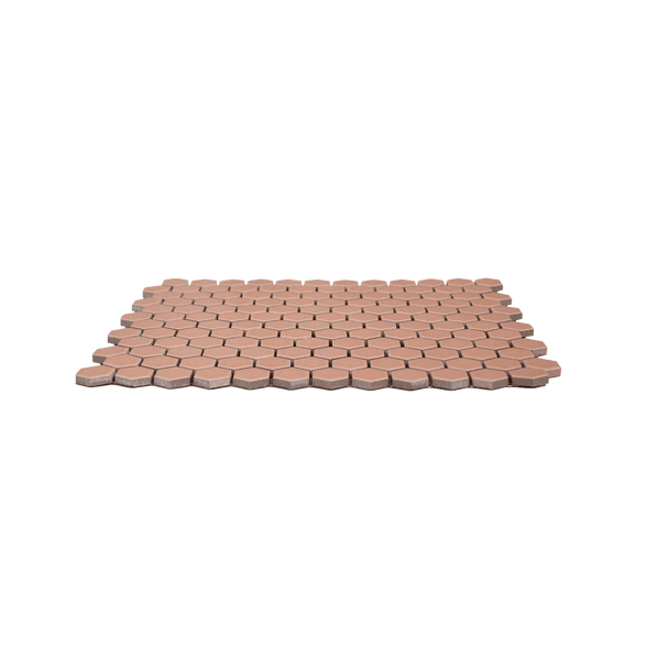 Peach 1" Hexagon Matte Porcelain Mosaic Tile - Cemento Collection