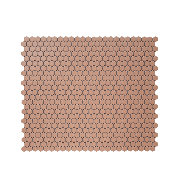 Peach 1" Hexagon Matte Porcelain Mosaic Tile - Cemento Collection