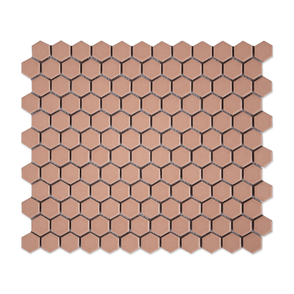 Peach 1" Hexagon Matte Porcelain Mosaic Tile - Cemento Collection