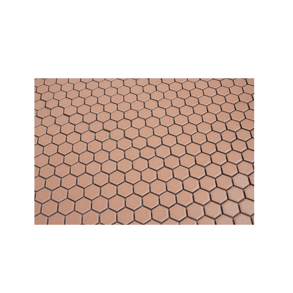 Peach 1" Hexagon Matte Porcelain Mosaic Tile - Cemento Collection
