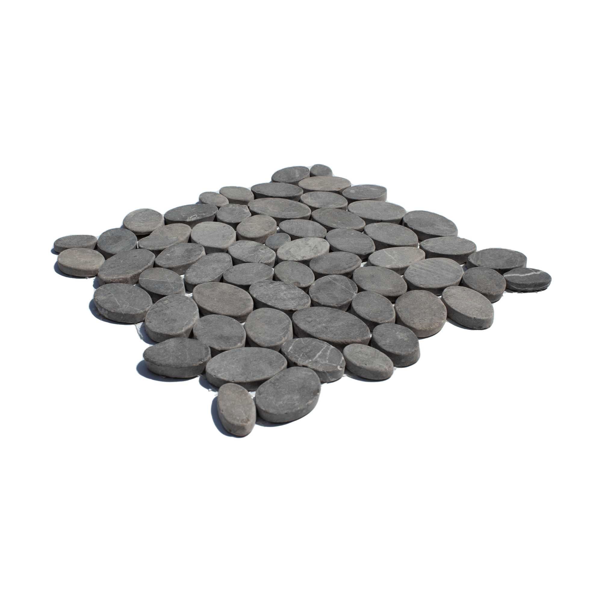 Smoke Grey Random Size Sliced Oval Pebble Stone Mosaic - Cemento Collection