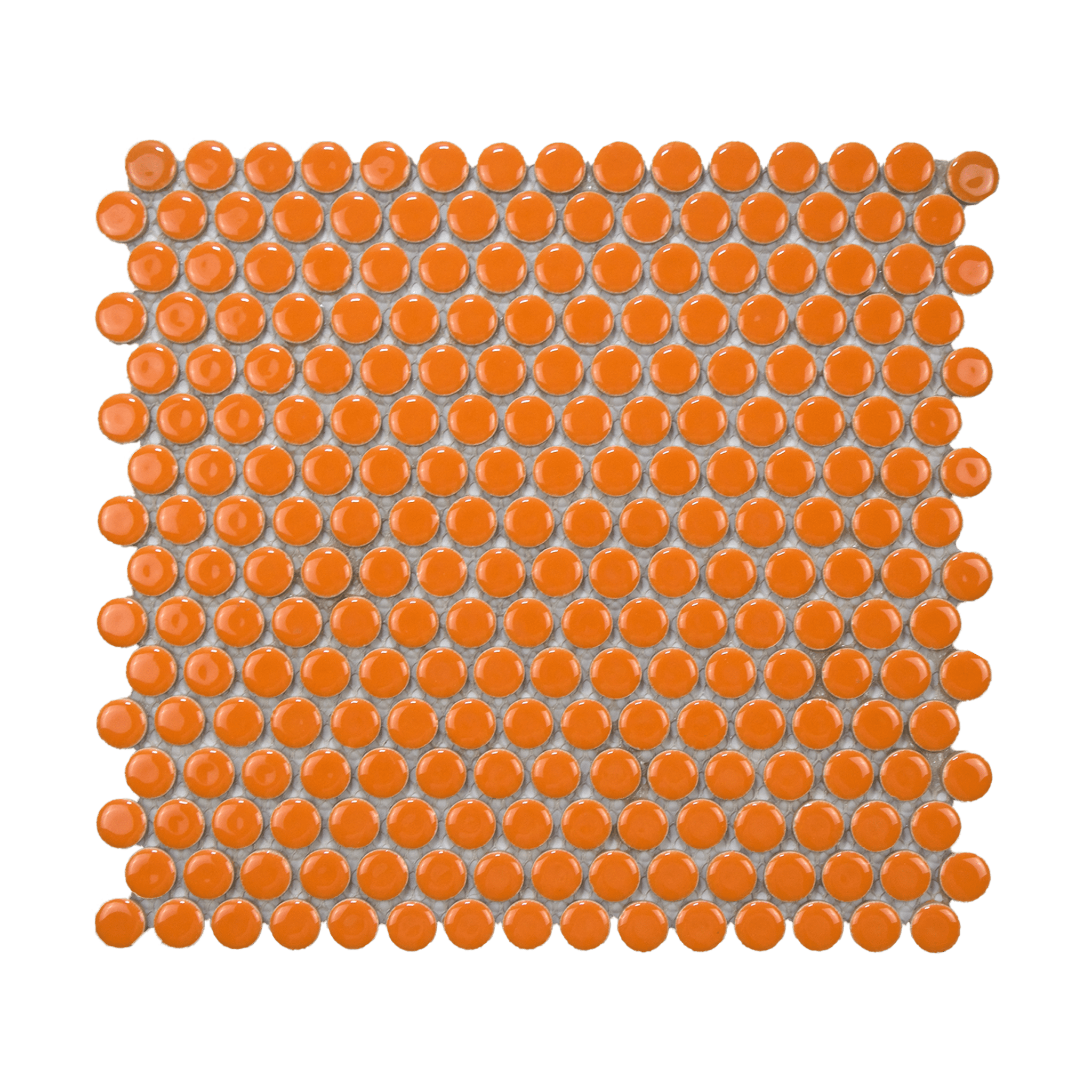 Tangerine Glossy Penny Round Mosaic Tile - Lot of 79.2 Sq ft - Cemento Collection