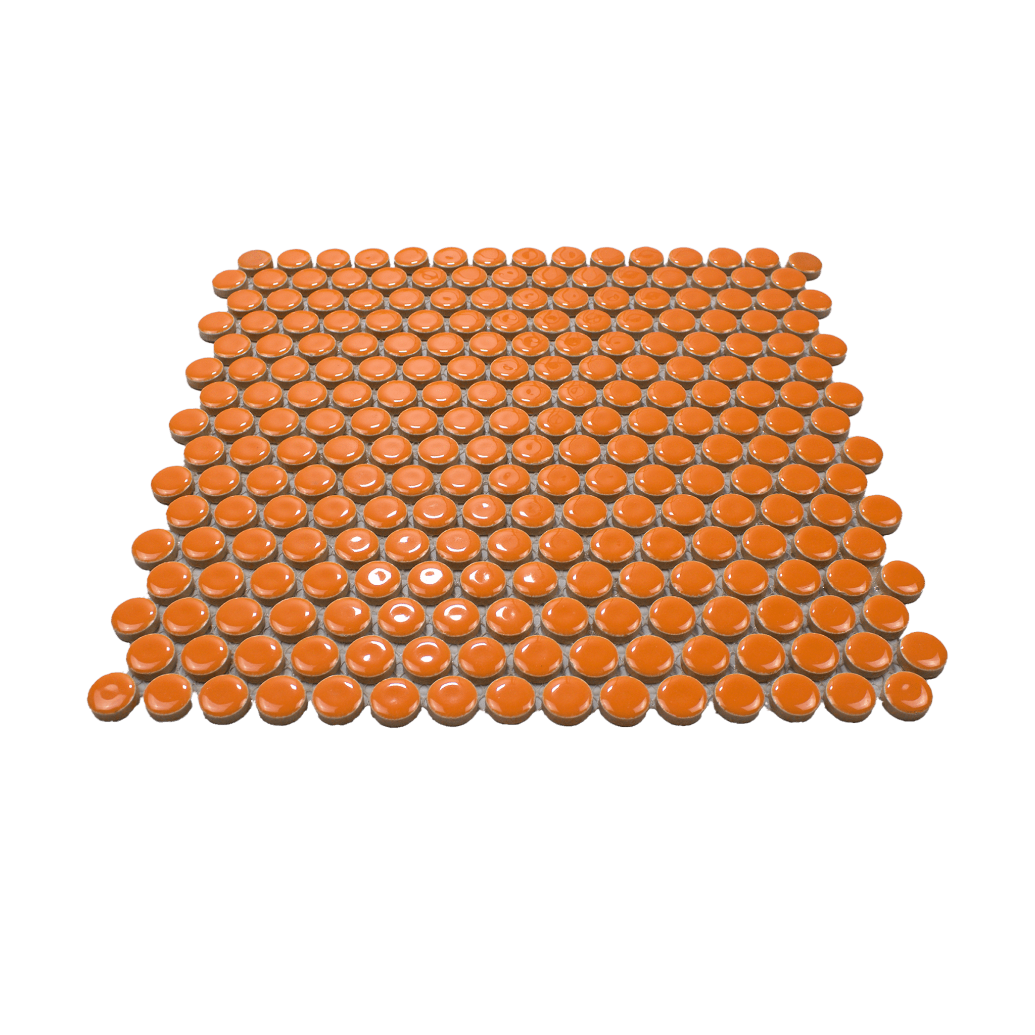 Tangerine Glossy Penny Round Mosaic Tile - Lot of 79.2 Sq ft - Cemento Collection