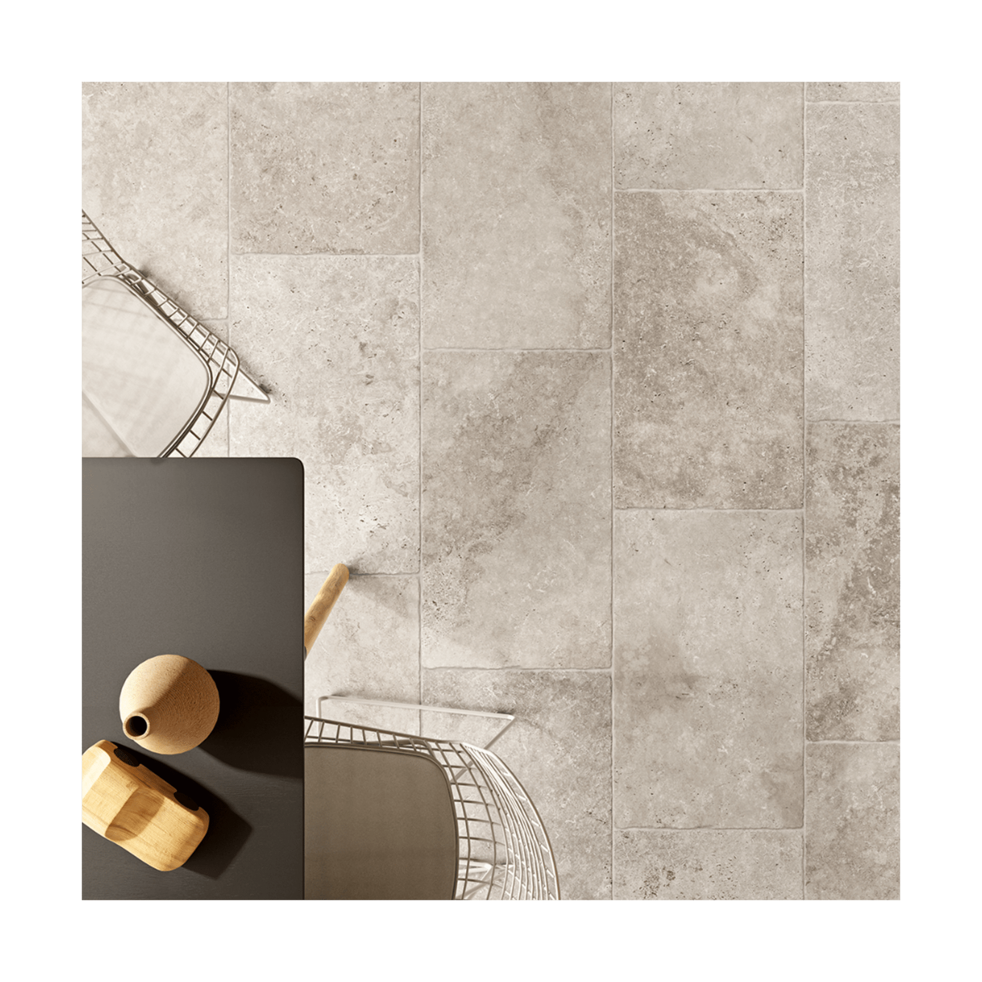 Travertine Tumbled Silver 18x18 Porcelain Tile - Cemento Collection