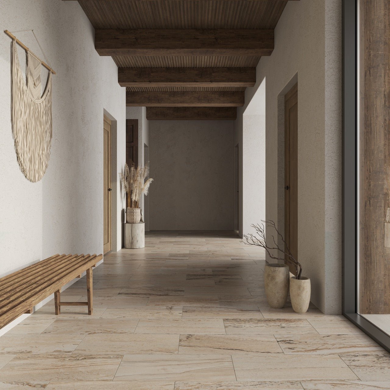 Valencia Travertine 12x24 Vein Cut Filled and Honed Field Tile - Cemento Collection