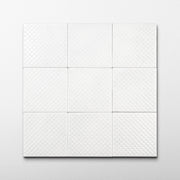 Waffle 4x4 White Ceramic Tiles - Cemento Collection