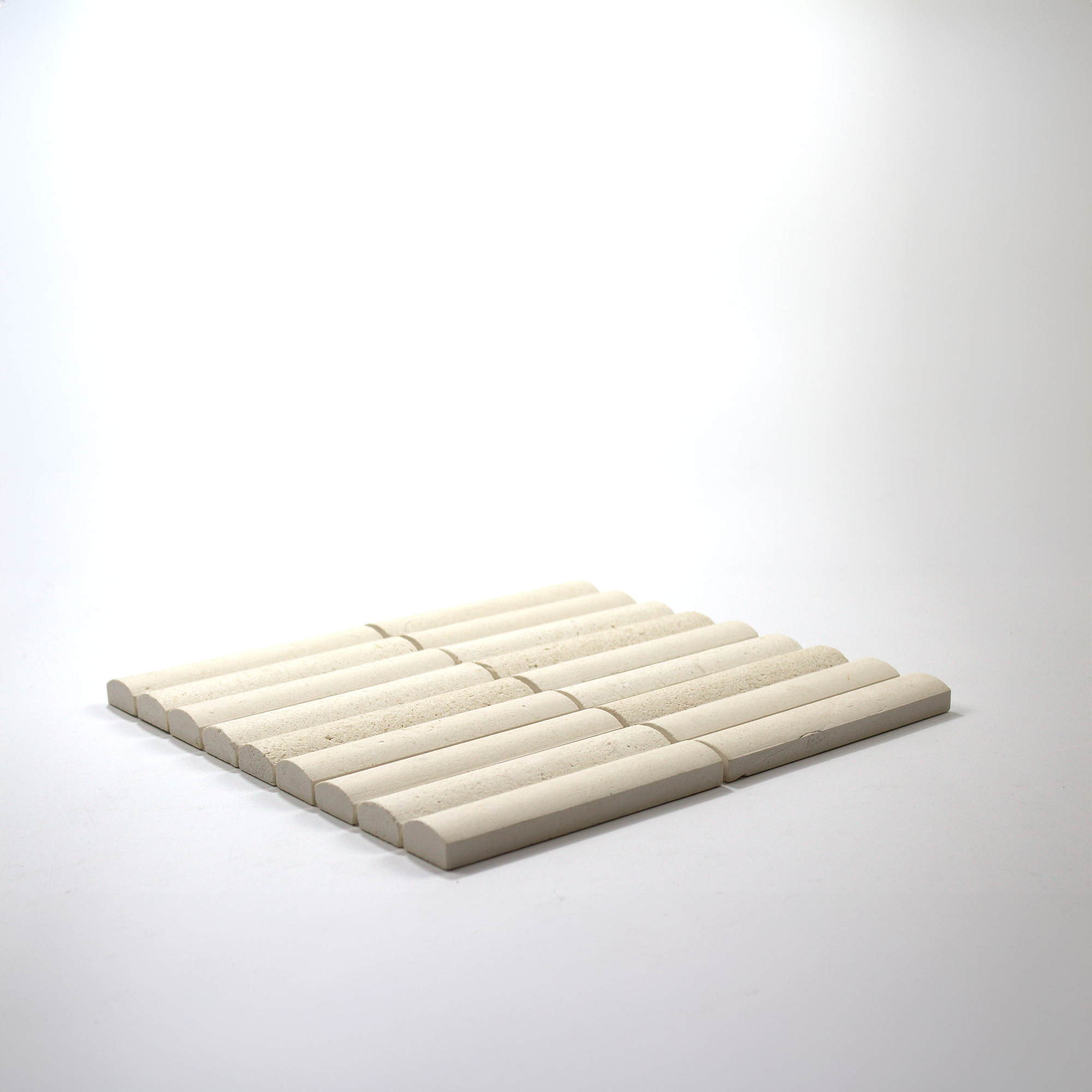 Fluted Beige Limestone Honed Mosaic Tile