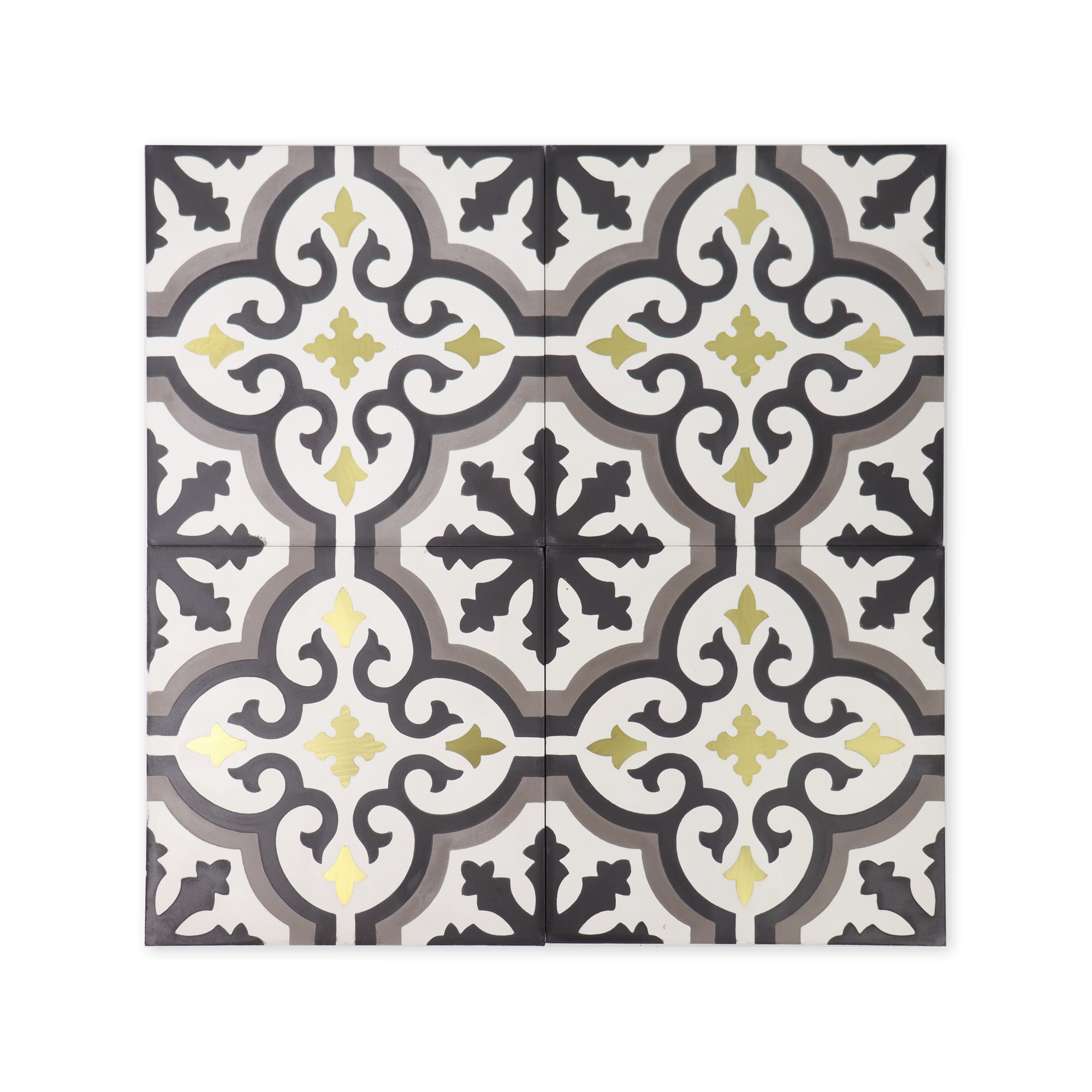 Cadiz Cement Tile with Brass Inlay