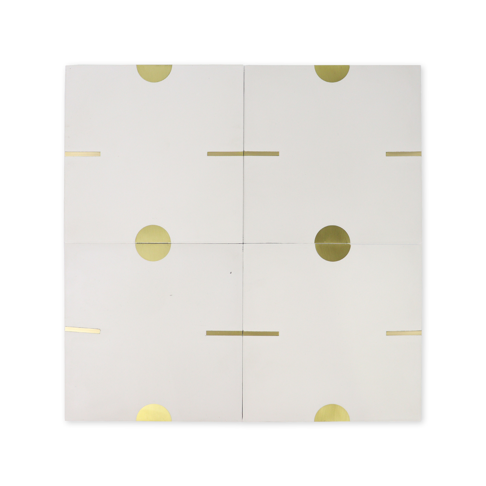 Stamp® White Cement Tile with Brass Inlay