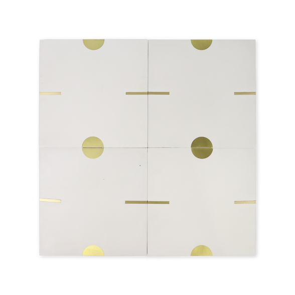 Stamp® White Cement Tile with Brass Inlay