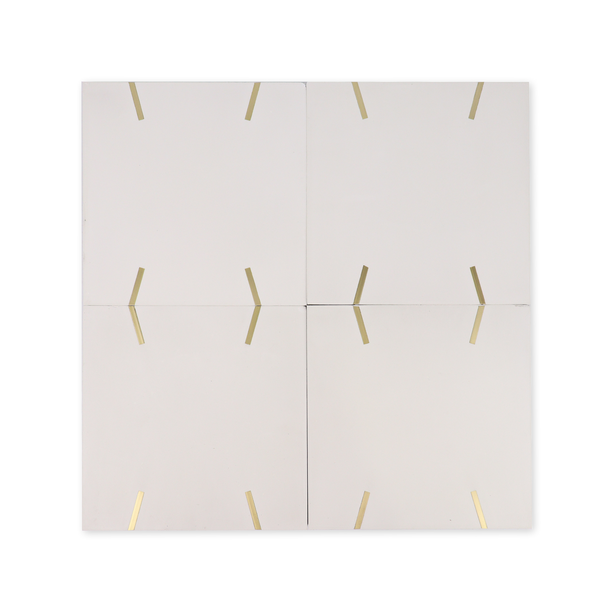 Stitch® White Cement Tile with Brass Inlay