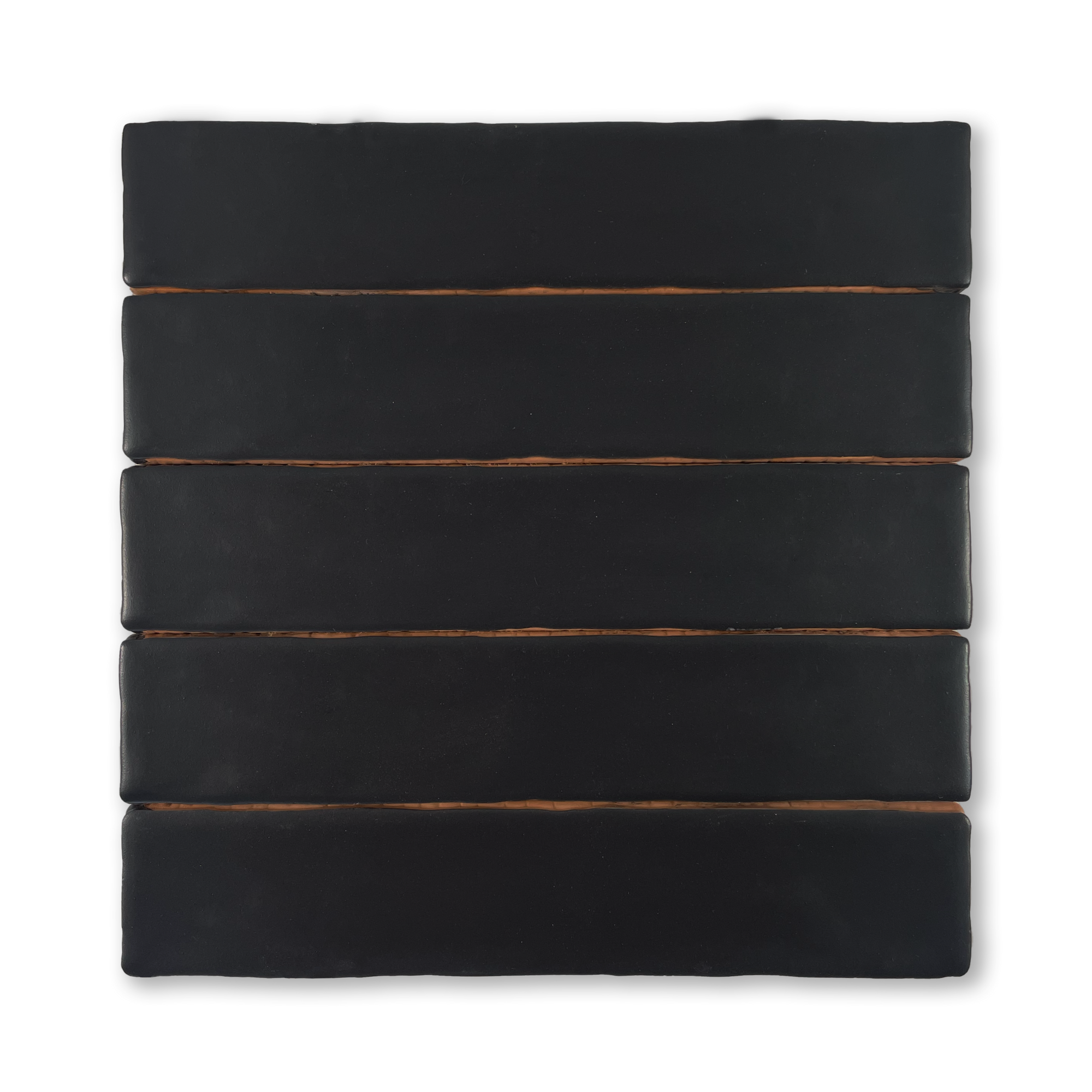 Handmade 2x10 Black Matte Undulated Subway Tile