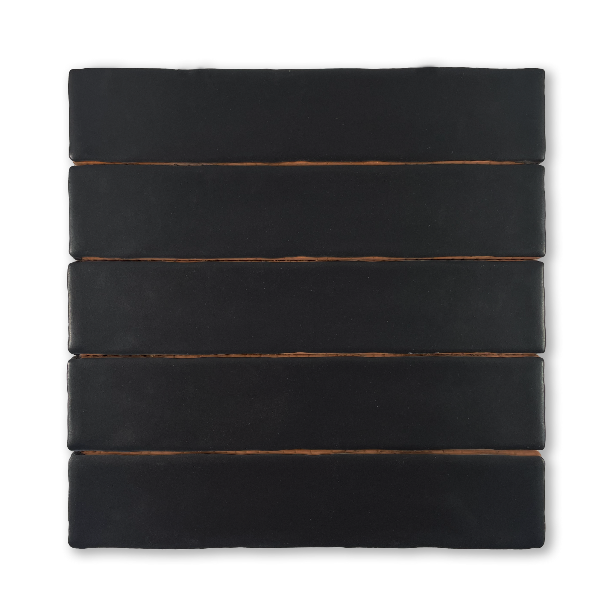 Handmade 2x10 Black Matte Undulated Subway Tile