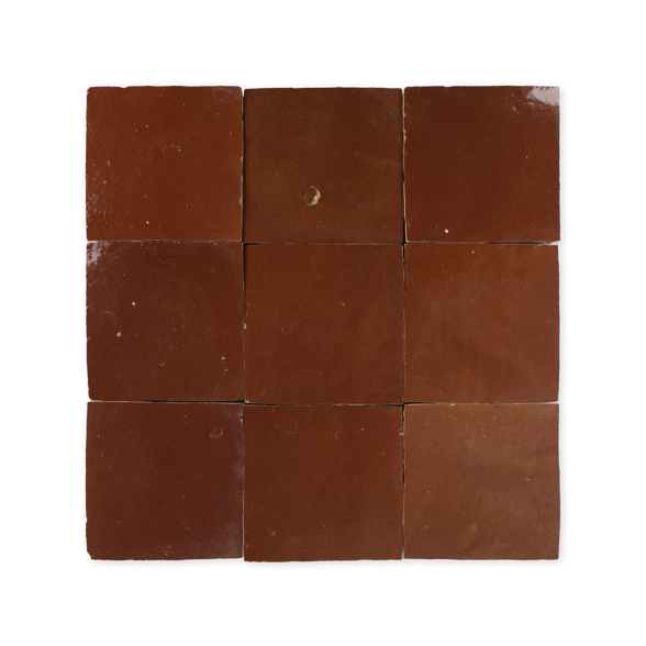 Handmade Moroccan Zellige 4x4 Chestnut Red Terracotta Tile