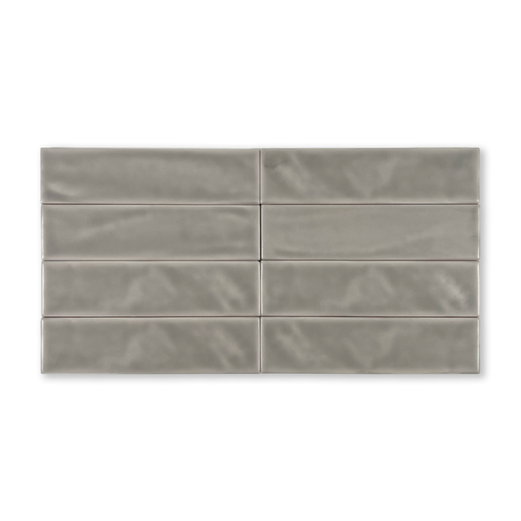 Handmade 2x8 Grey Matte Undulated Subway Tile