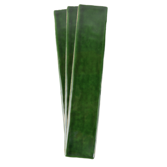 Handmade 2x10 Emerald Green Glossy Undulated Subway Tile