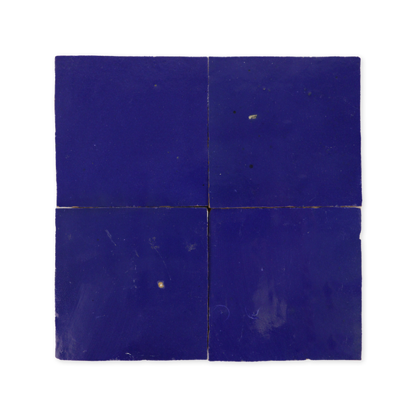 Handmade Moroccan Zellige 4x4 Evil Eye Blue Terracotta Tile