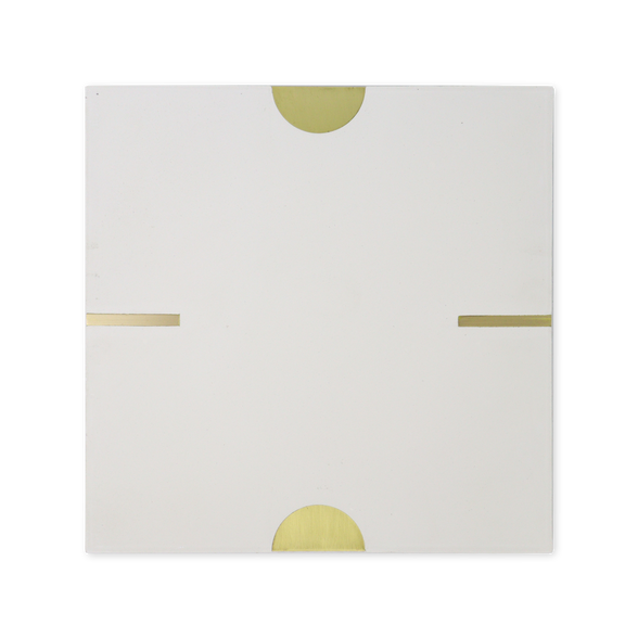 Stamp® White Cement Tile with Brass Inlay