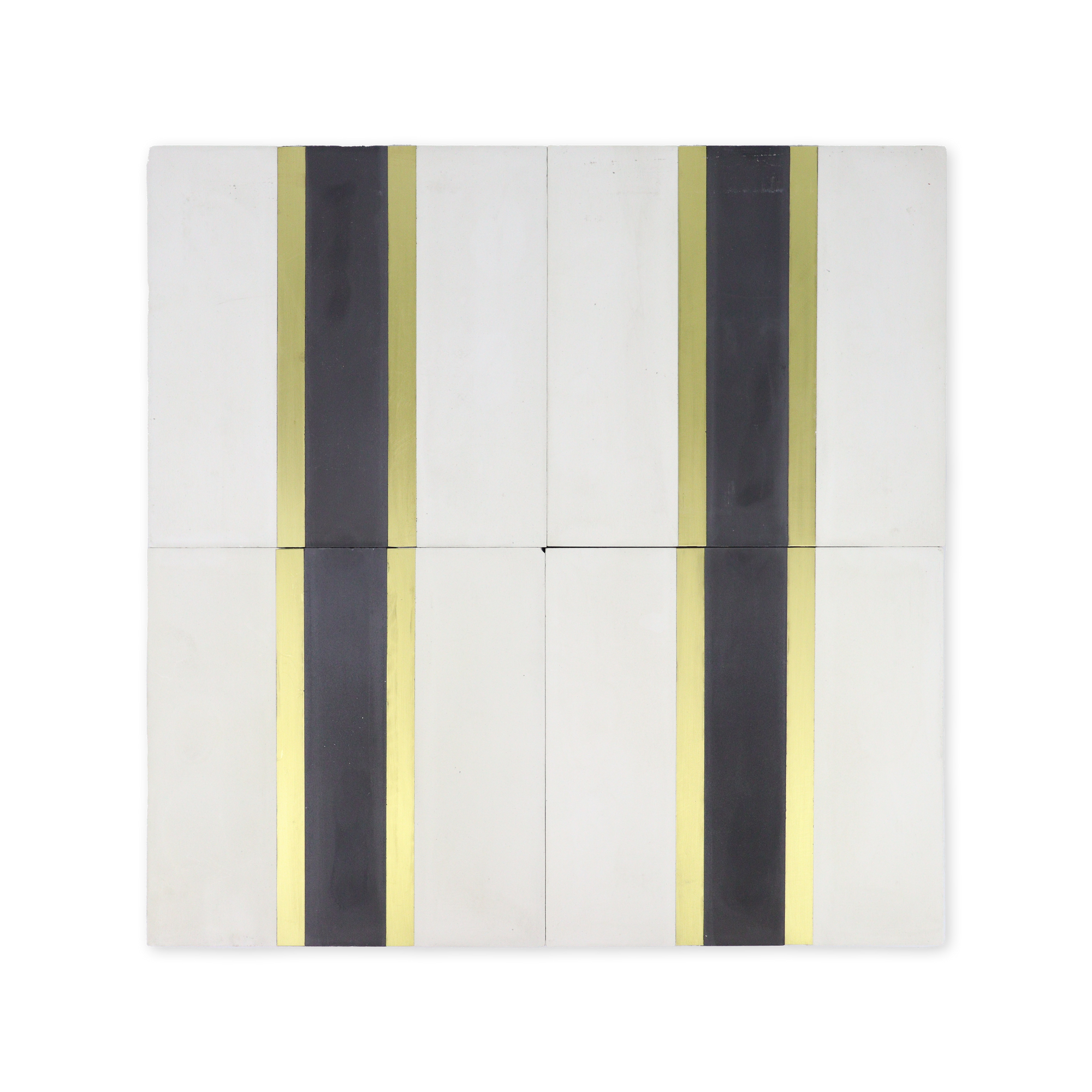 Stripe® White Cement Tile with Brass Inlay