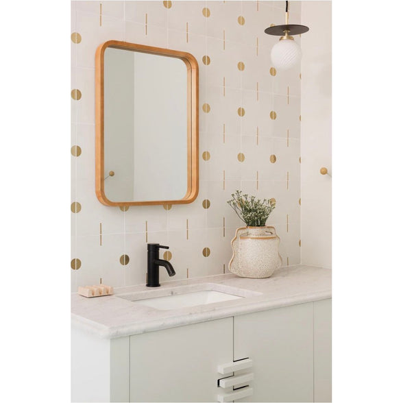 Stamp® White Cement Tile with Brass Inlay