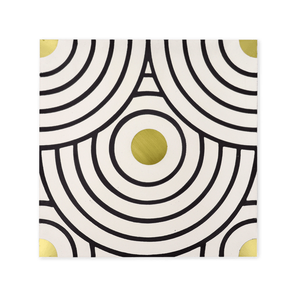 Circles® Black and White Cement Tile with Brass Inlay - Cemento Collection