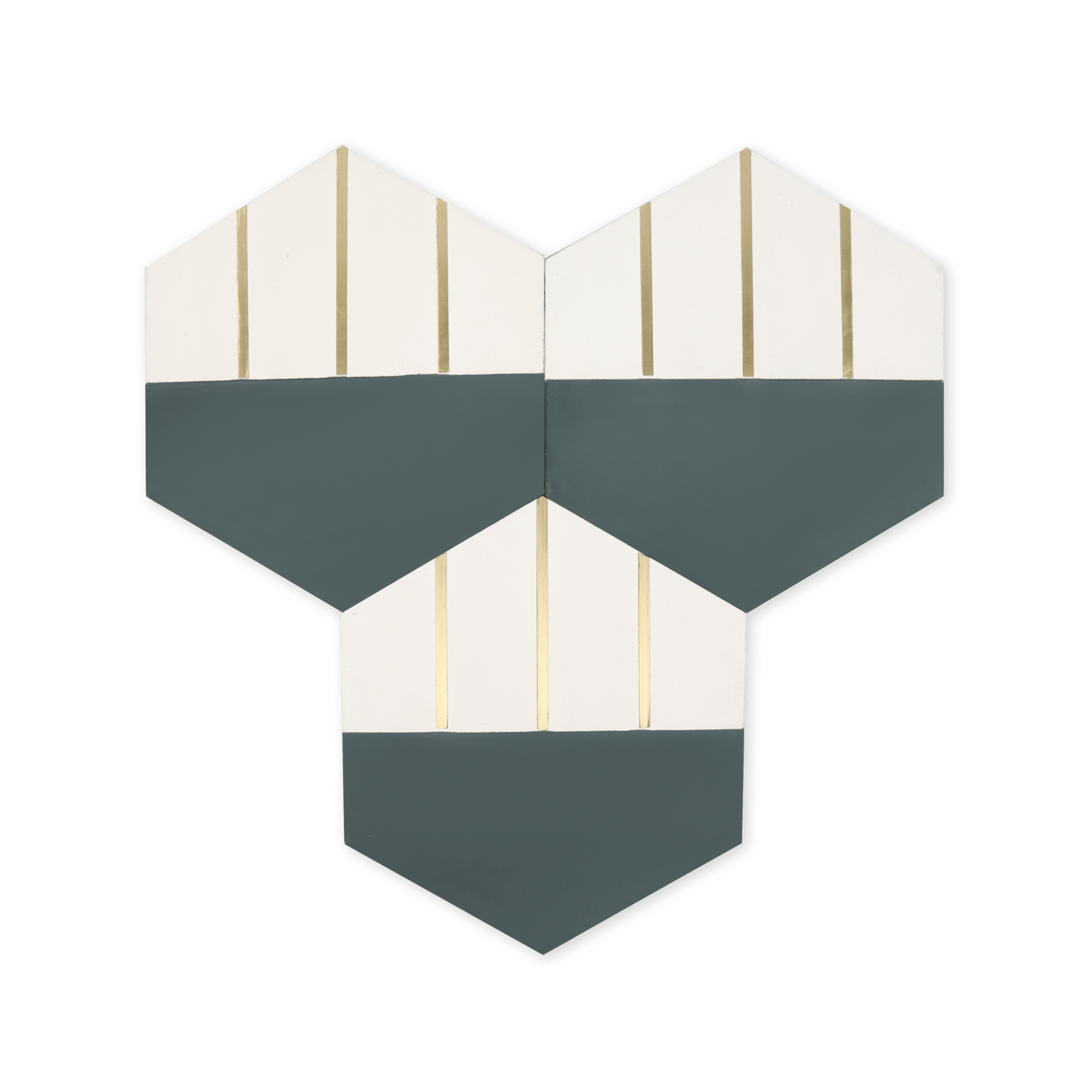 Claw® Pastel Green Hexagon Cement Tile with Brass Inlay - Cemento Collection
