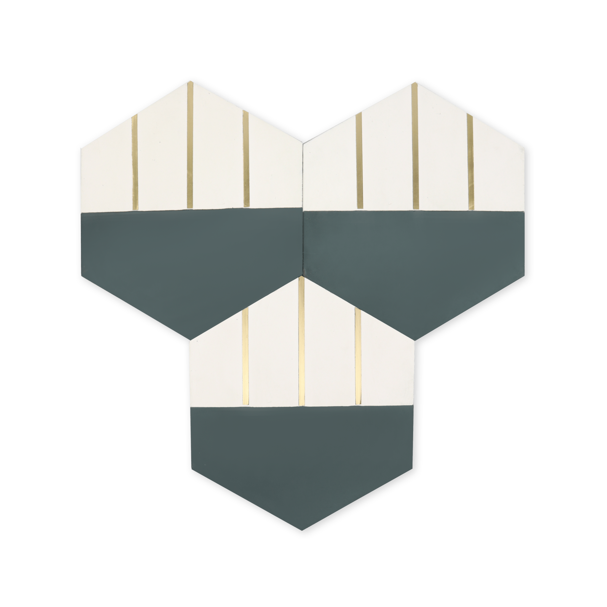 Claw® Pastel Green Hexagon Cement Tile with Brass Inlay - Cemento Collection