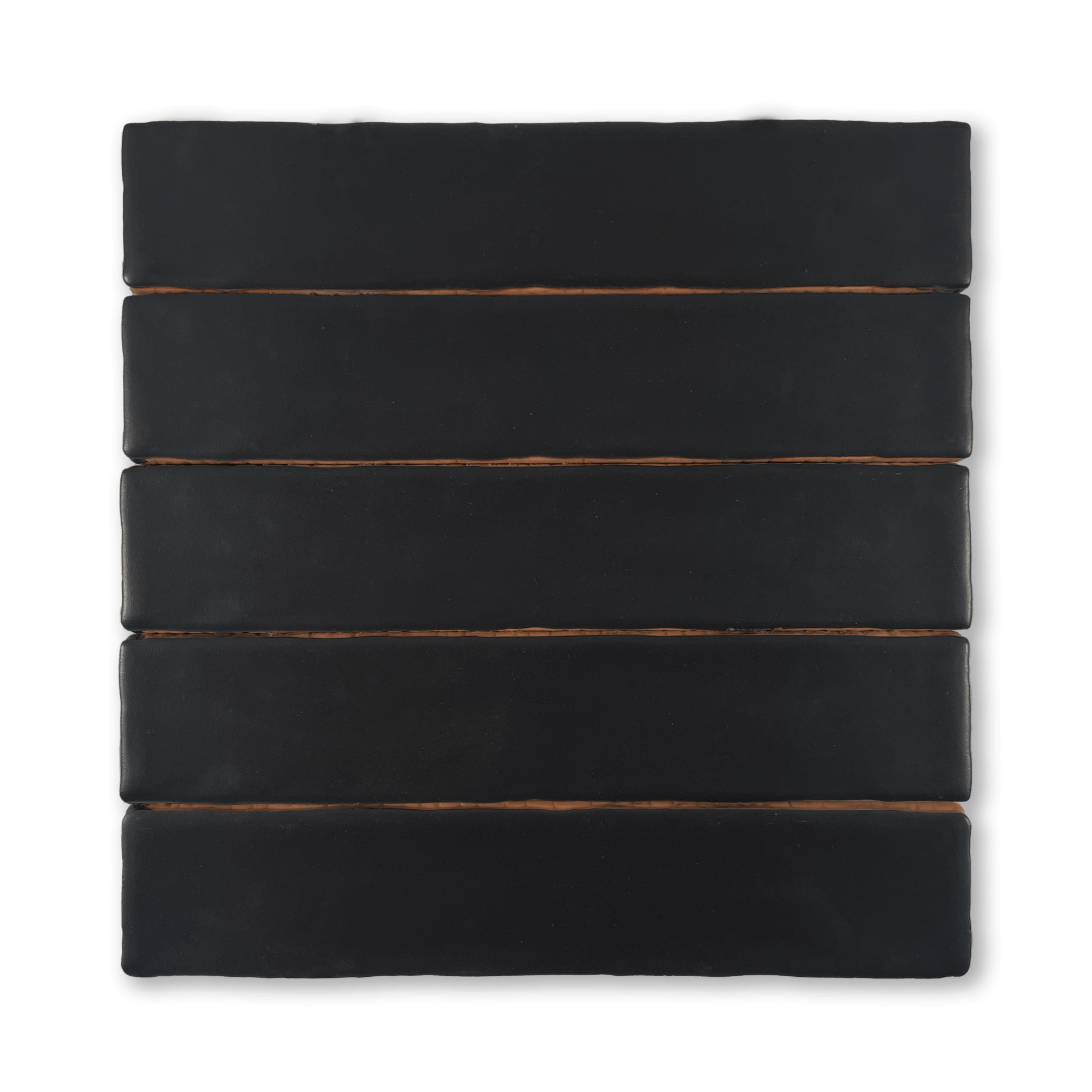 Handmade 2x10 Black Matte Undulated Subway Tile - Cemento Collection