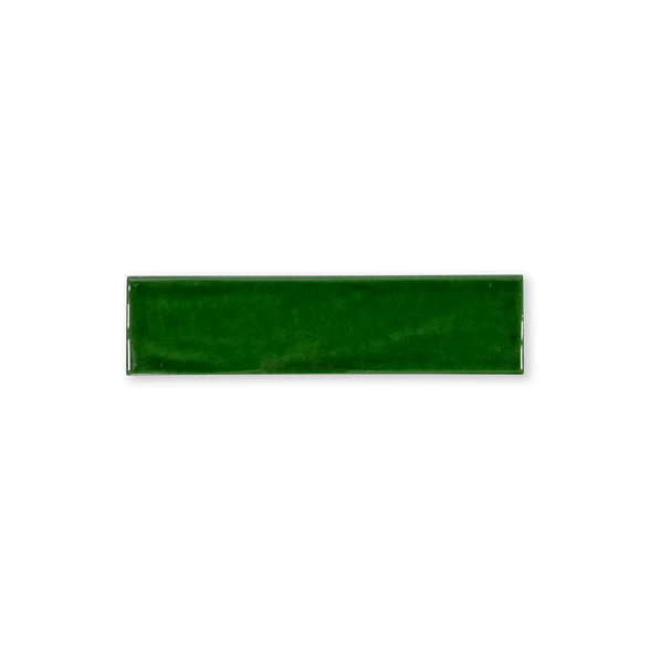 Handmade 2x8 Emerald Green Glossy Undulated Subway Tile - Cemento Collection