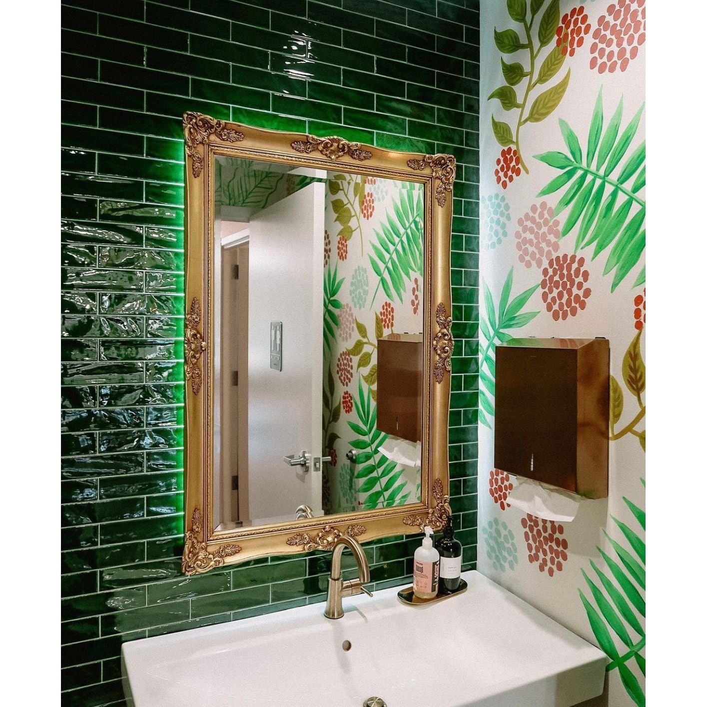 Handmade 2x8 Emerald Green Glossy Undulated Subway Tile - Cemento Collection