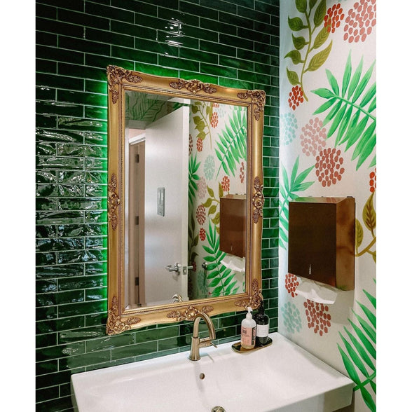 Handmade 2x8 Emerald Green Glossy Undulated Subway Tile - Cemento Collection