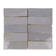 Handmade Moroccan Zellige 2x6 Pewter Grey Terracotta Tile - Lot of 41.65 Sq ft - Cemento Collection