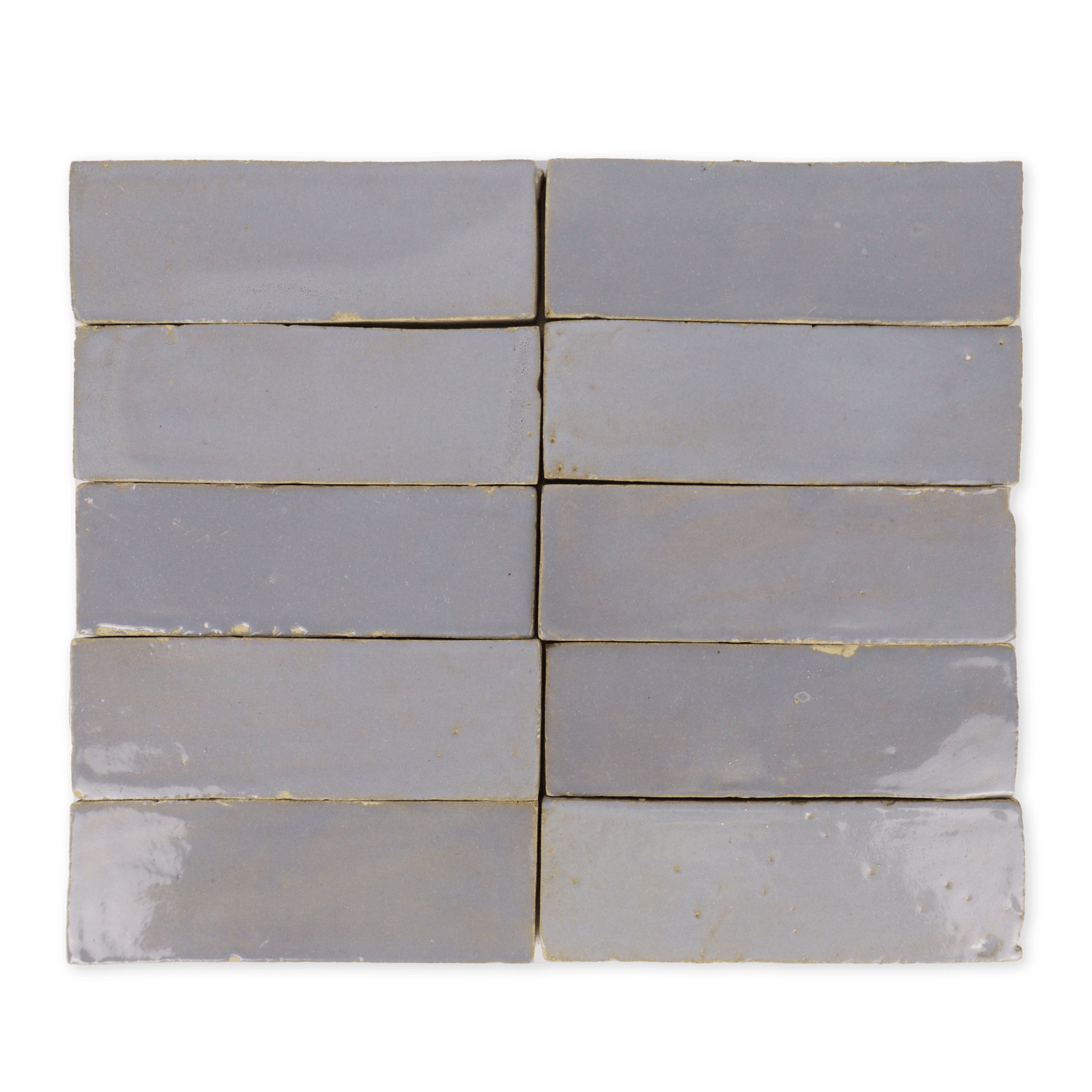 Handmade Moroccan Zellige 2x6 Pewter Grey Terracotta Tile - Lot of 41.65 Sq ft - Cemento Collection
