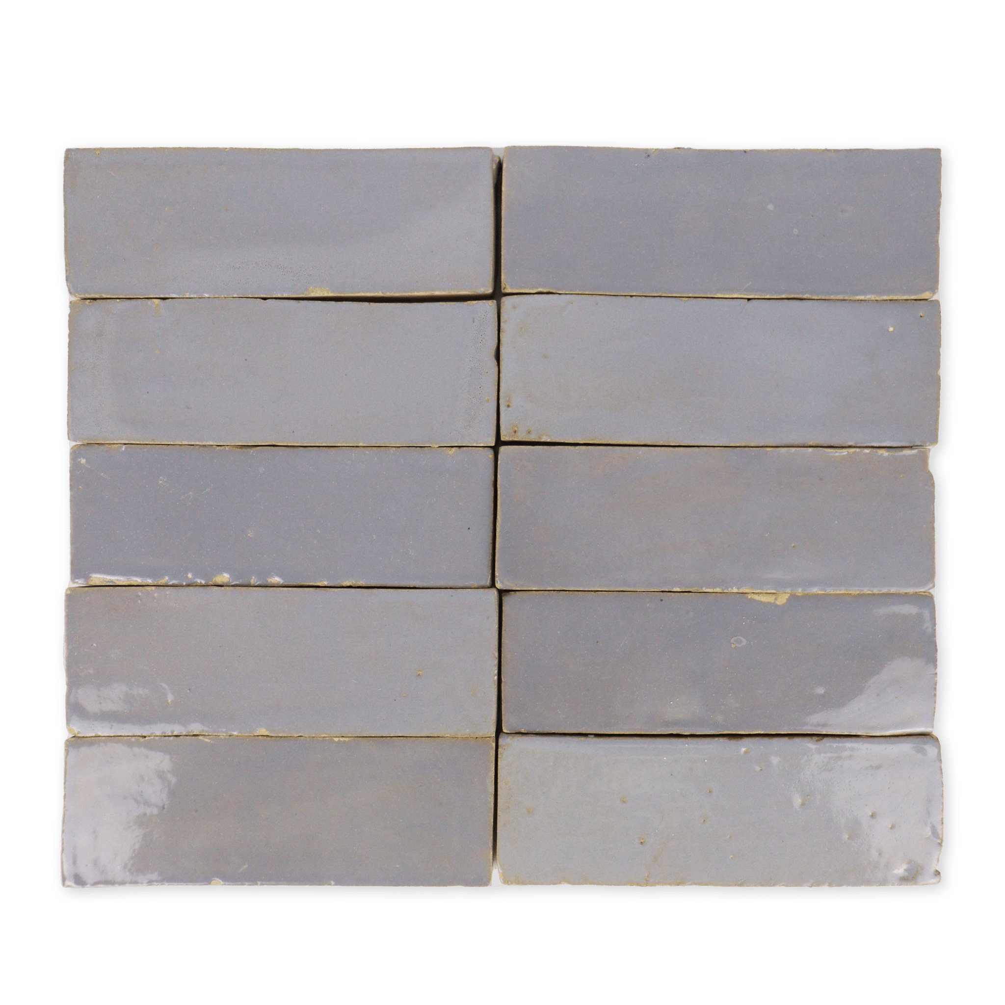 Handmade Moroccan Zellige 2x6 Pewter Grey Terracotta Tile - Lot of 41.65 Sq ft - Cemento Collection