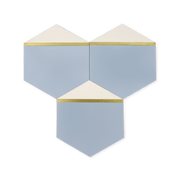 Pocket Square® Denim Blue Hexagon Cement Tile with Brass Inlay - Cemento Collection