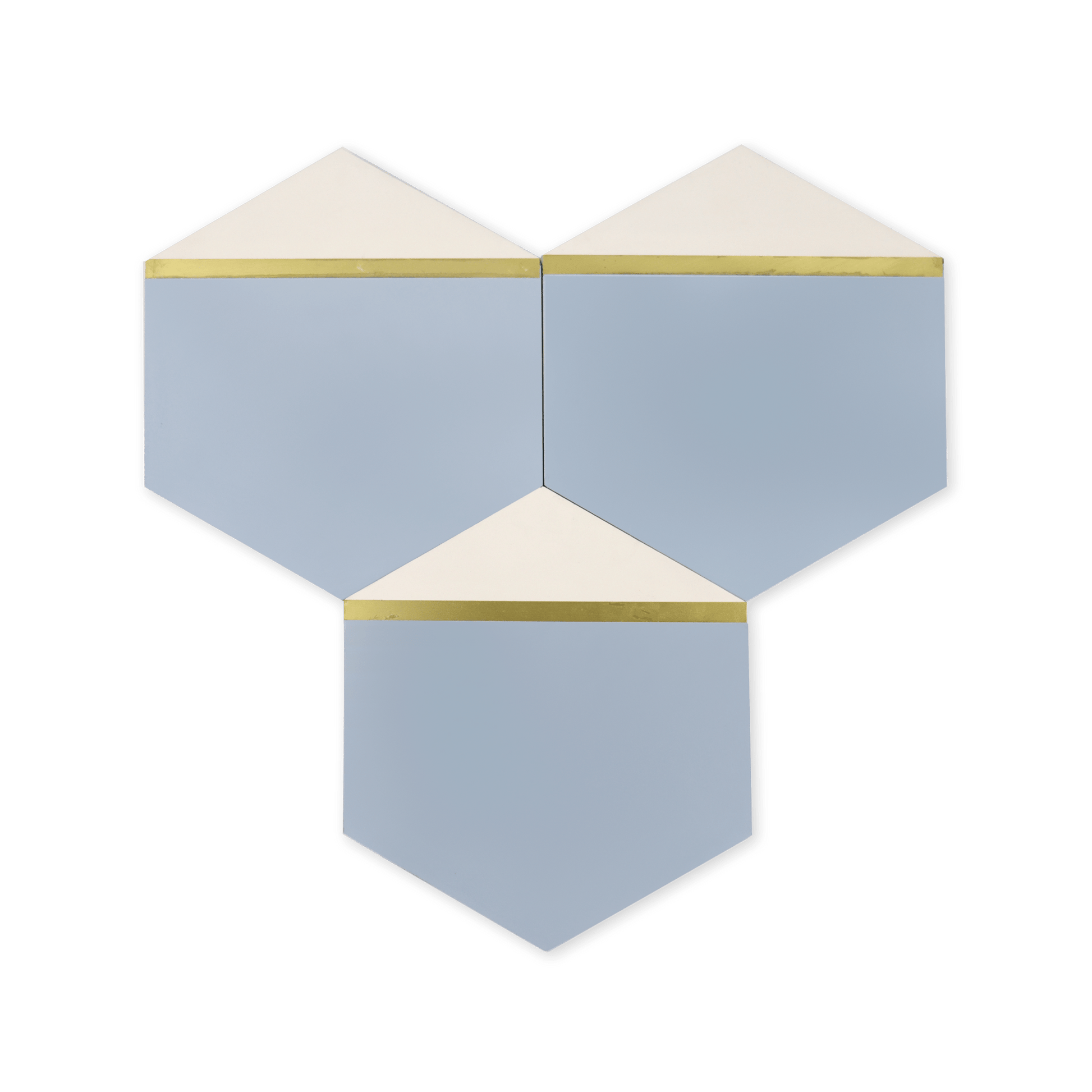Pocket Square® Denim Blue Hexagon Cement Tile with Brass Inlay - Cemento Collection