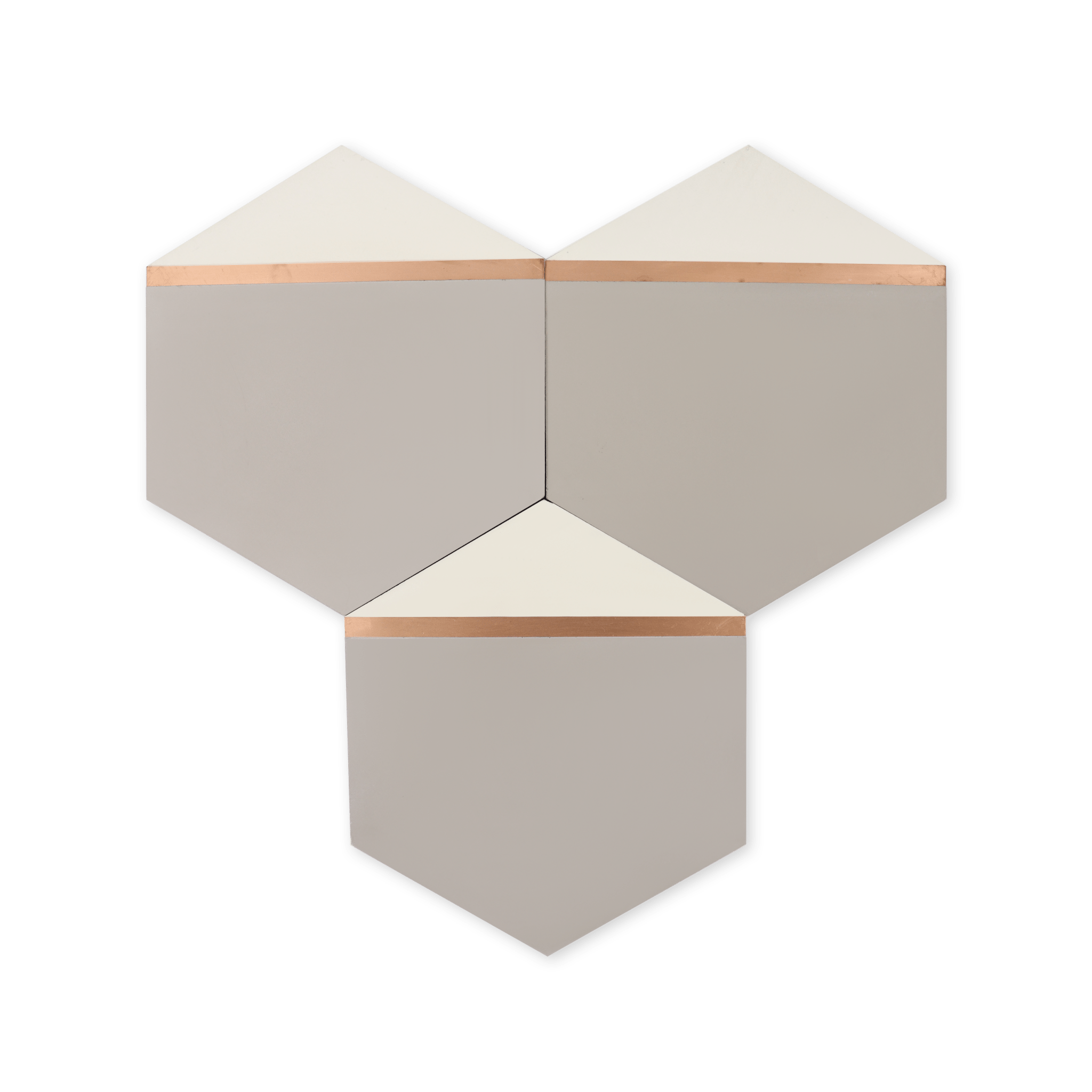Pocket Square® Grey Hexagon Cement Tile with Red Brass Inlay - Cemento Collection