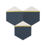Pocket Square® Navy Blue Hexagon Cement Tile with Brass Inlay - Cemento Collection