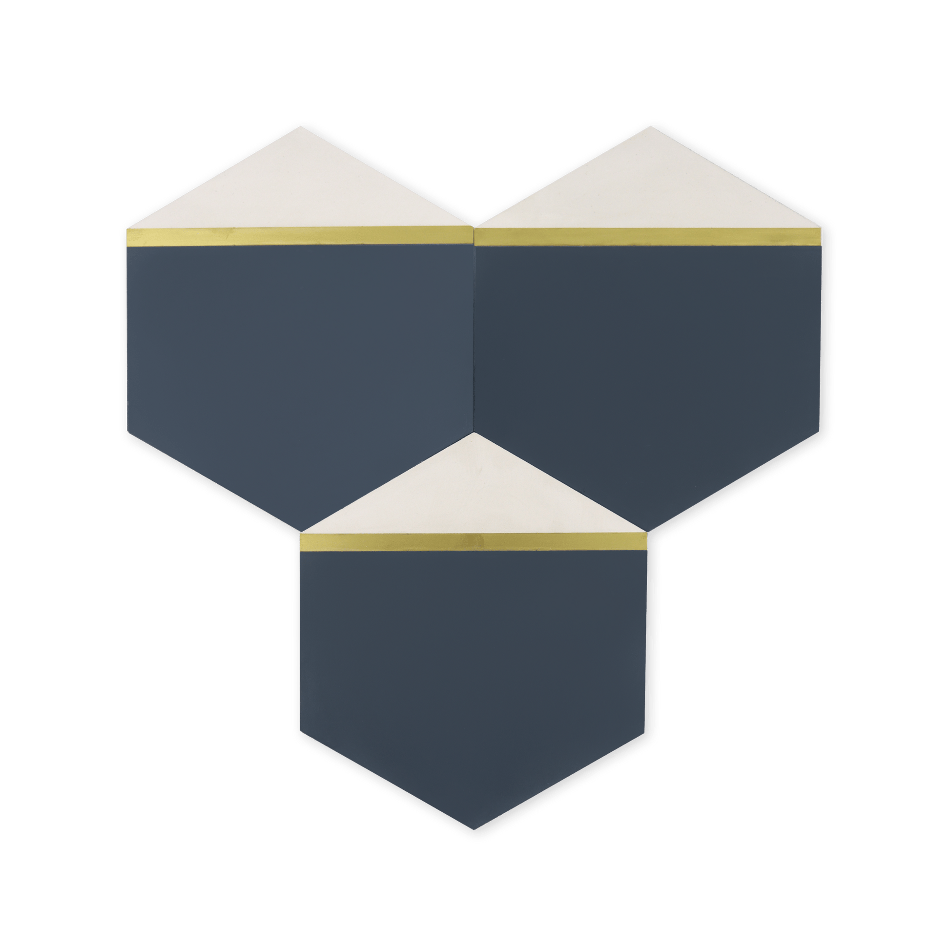 Pocket Square® Navy Blue Hexagon Cement Tile with Brass Inlay - Cemento Collection