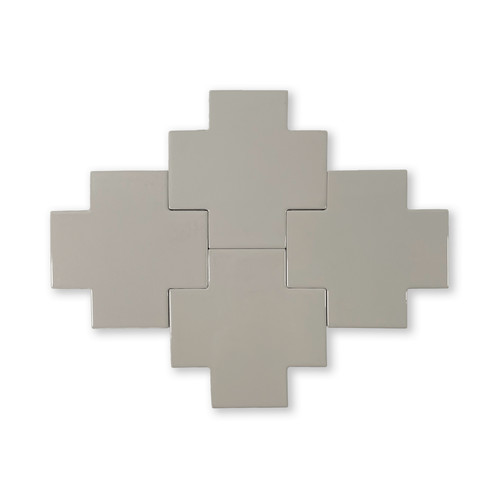 Puzzle Plus 6x6 Pewter Gray Glossy Subway Tile - Cemento Collection