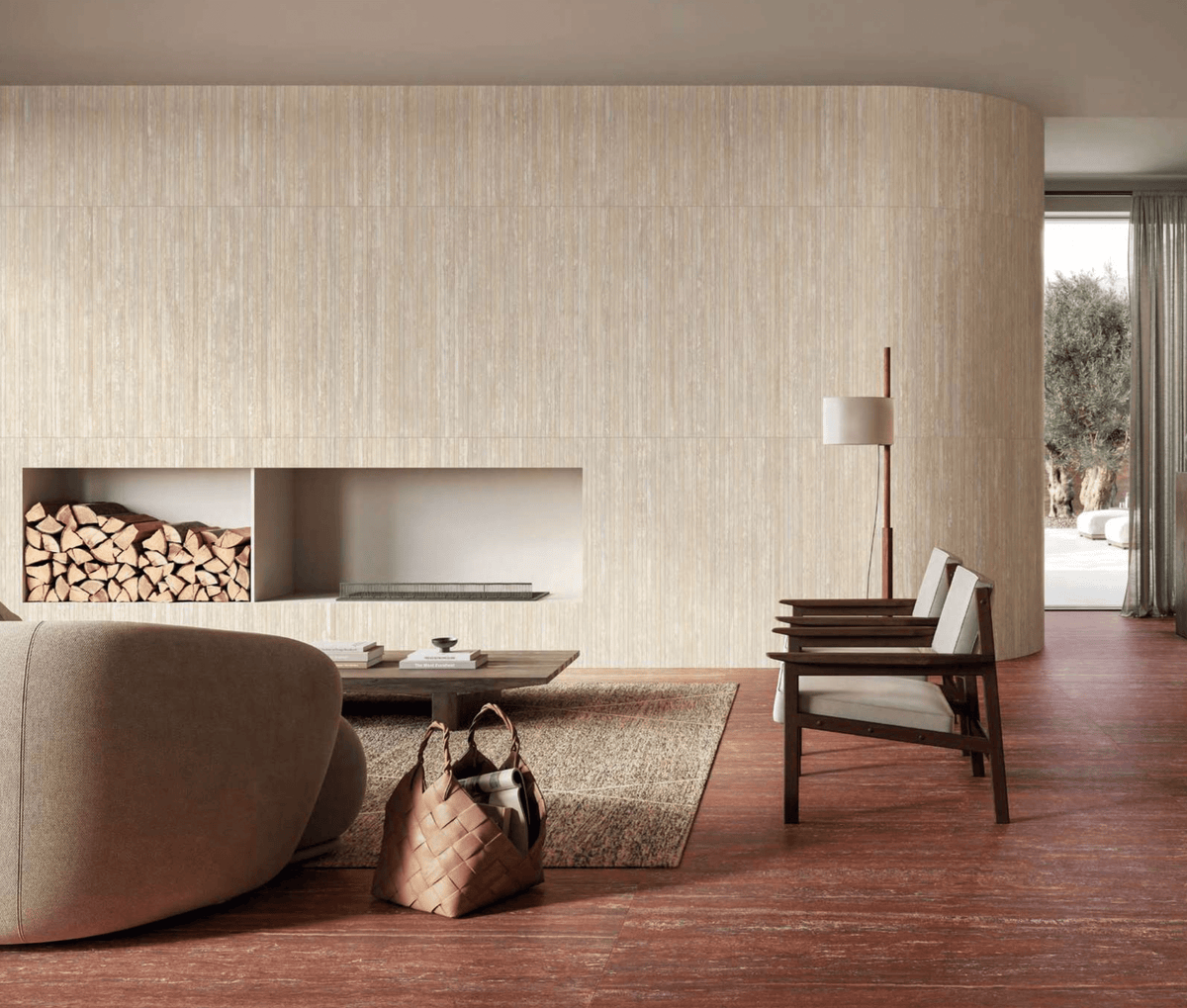Porcelain Red Travertine - Cemento Collection