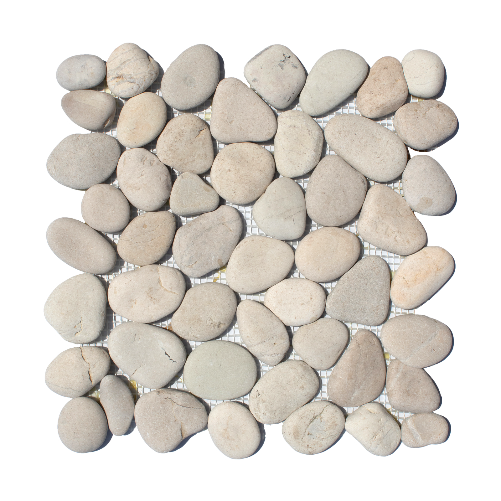 Cotton White Random Size Polished Pebble Stone Mosaic