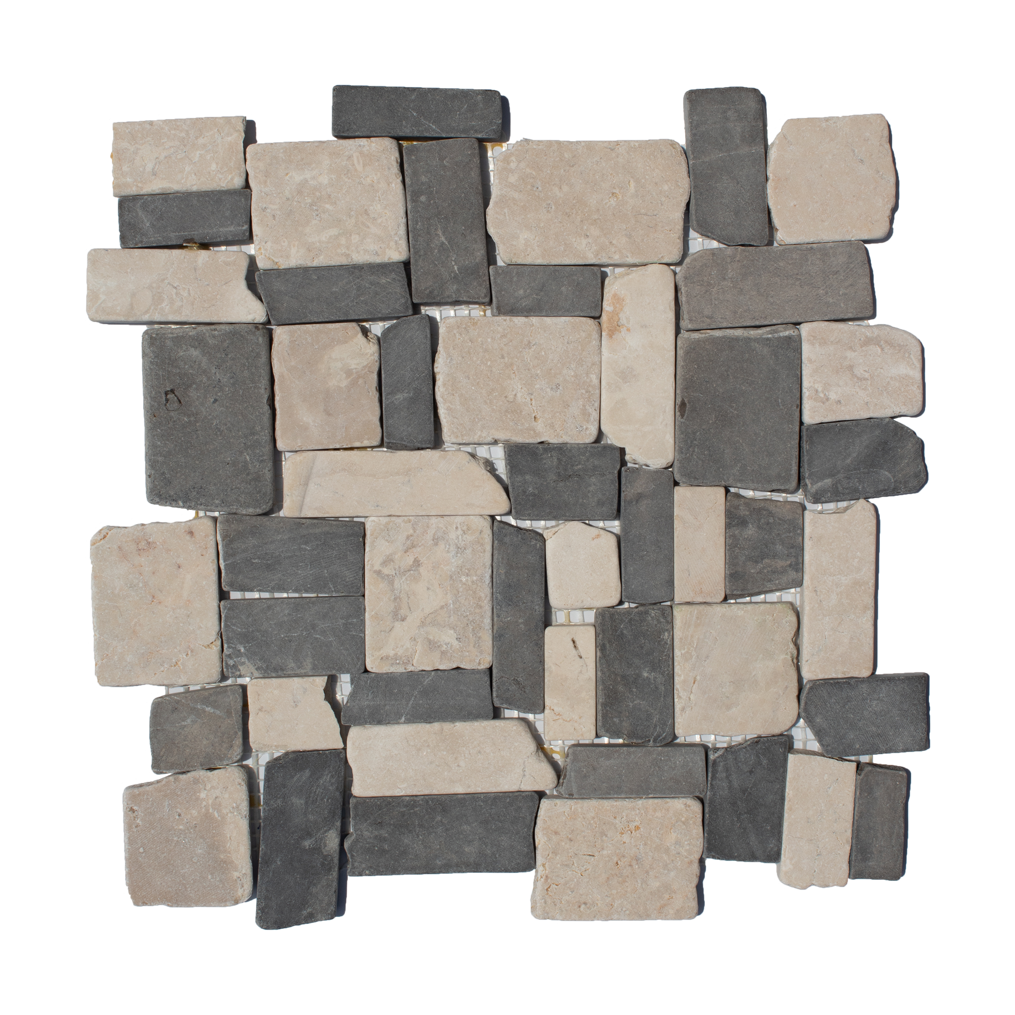 Cotton White & Smoke Grey Marble Mosaic