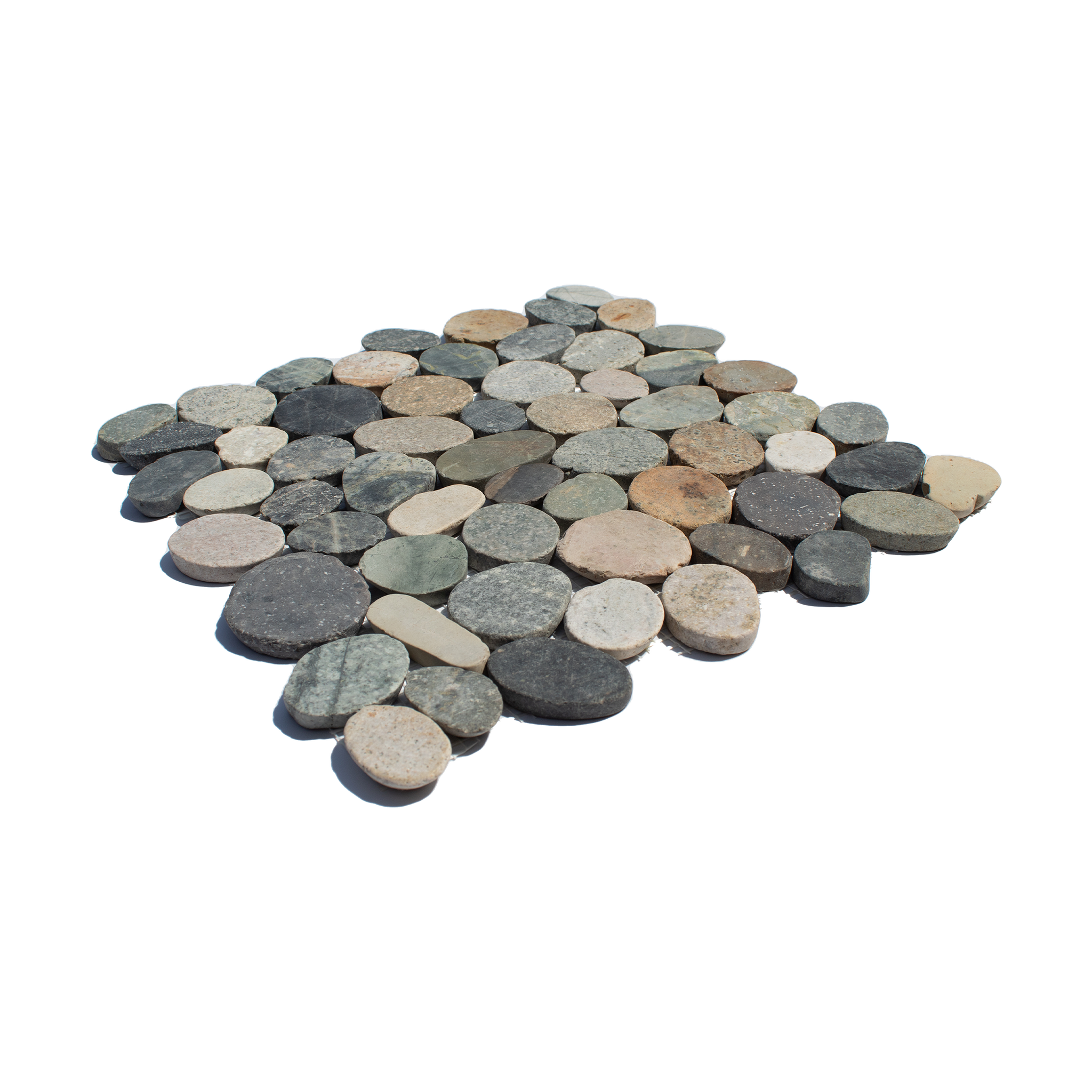 Earth Color Random Size Sliced Oval Pebble Stone Mosaic
