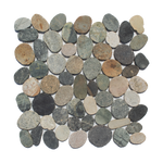 Earth Color Random Size Sliced Oval Pebble Stone Mosaic